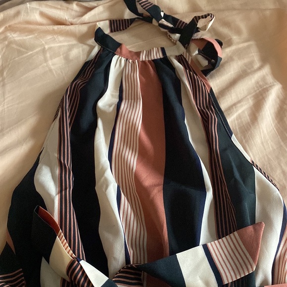 Black & Rose Striped Halter Romper - Small - Picture 2 of 6